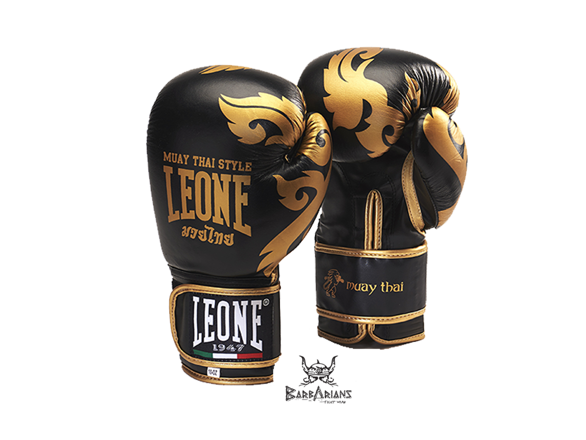Boxing Kickboxing Muay Thai Gloves LEONE 1947 w/Glove Bag Black Edition 