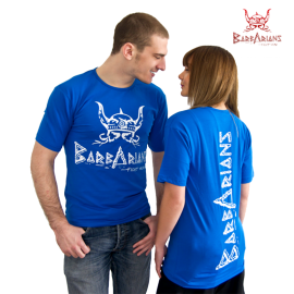 Barbarians Fight Wear T-shirt blue cotton elastane